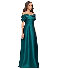 Betsy & Adam Women's Off-the-Shoulder A-Line Gown