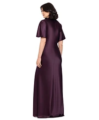 Betsy & Adam Women's Flutter-Sleeve Gown