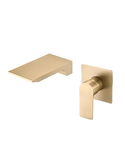 Busdays Wall Mount Waterfall Bathtub Faucet Single Handle Control Durable Brushed Gold Finish Modern Design