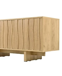 Streamdale Furniture Retro Wood Grain Tv Stand with Wavy Doors for TVs up to 75