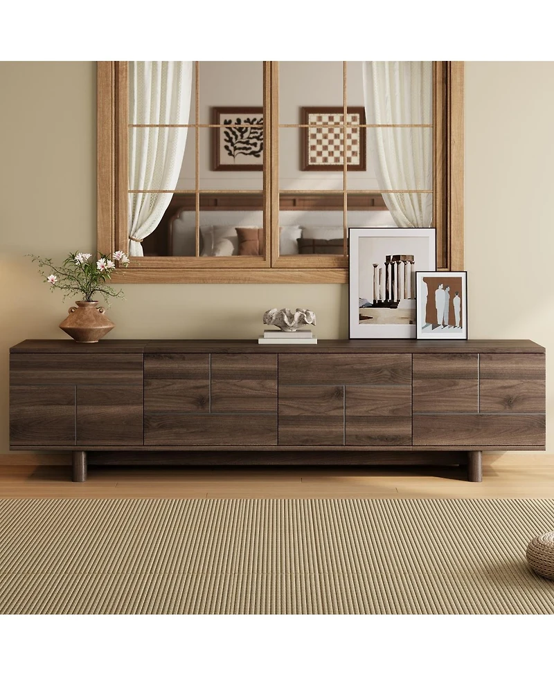 Streamdale Furniture 78" Modern Tv Stand for TVs up to 85" with Solid Wood Legs and Storage