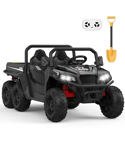 homfan 24V 6 Wheel Ride-On Dump Truck with Electric Bed, 2-Seater, Ages 3-8