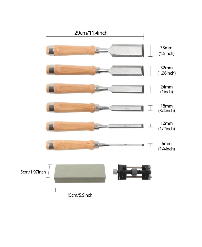 Xdovet Wood Chisel Set Woodworking Carving Kit Honing Guide Stone Case