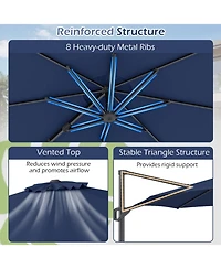 Sugift 10 feet Cantilever Patio Umbrella with Easy Tilt Adjustment and Foot Pedal Rotation