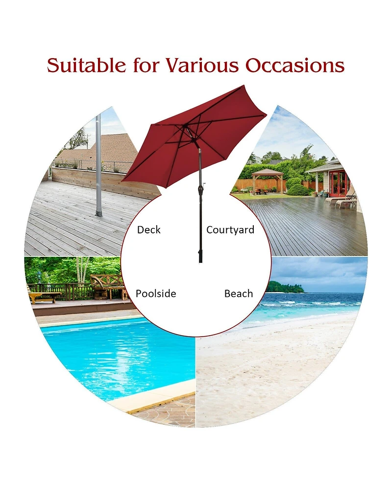 Sugift Outdoor Market Patio Table Umbrella Push Button Tilt Crank Lift
