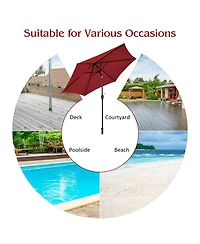 Sugift Outdoor Market Patio Table Umbrella Push Button Tilt Crank Lift