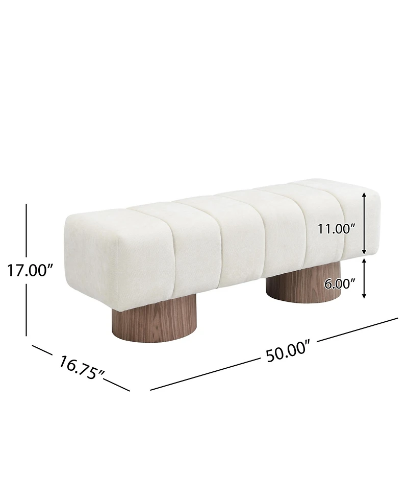Flynama Chenille Upholstered Dining Bench, Fully Assembled 300lbs Capacity