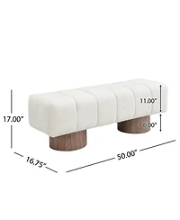 Flynama Chenille Upholstered Dining Bench, Fully Assembled 300lbs Capacity