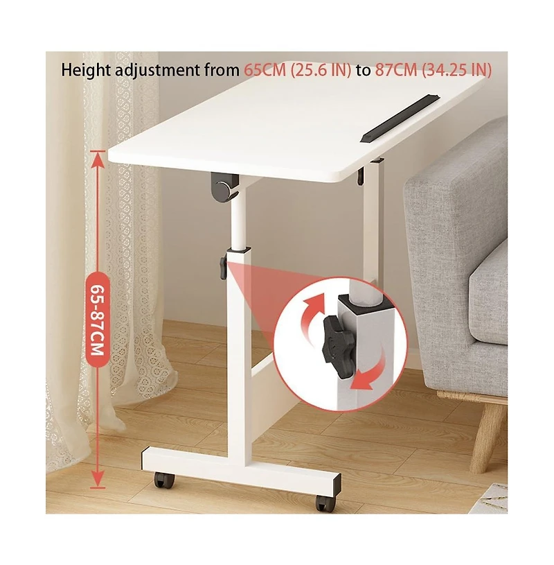 homfan Adjustable Standing Desk on Wheels, 31.5"x15.7" Foldable Laptop Table with Locking Casters,