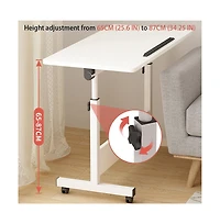 homfan Adjustable Standing Desk on Wheels, 31.5"x15.7" Foldable Laptop Table with Locking Casters,