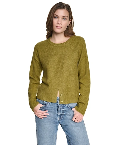 Dkny Jeans Women's Crewneck Cardigan with Asymmetric Closure