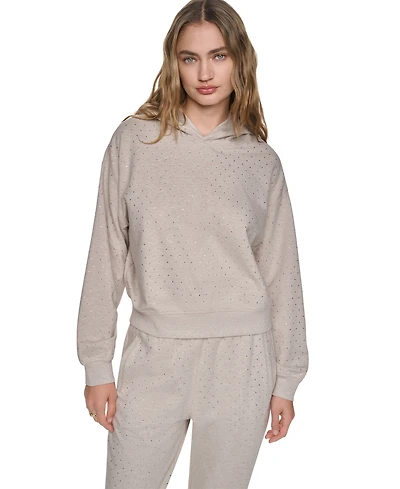 Dkny Jeans Women's Rhinestone Hooded Pull-On Sweatshirt