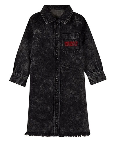 MeMoi Toddler Girls' 3T 100% Cotton Denim Shirt-Collared Button-Down Knee-Length Dress