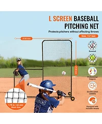 Vevor L Screen Baseball Pitching Net for Batting Cage Softball Screen 7x7ft