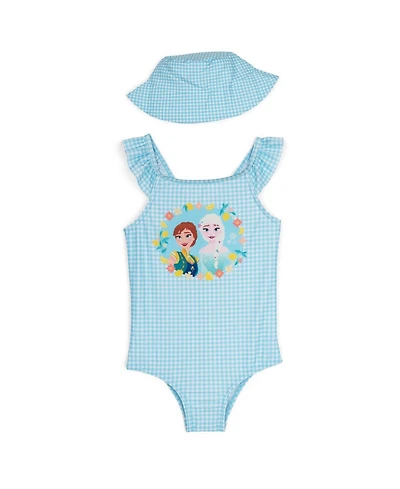 Frozen Toddler Girl's (2T-5T) Minnie Mouse One Piece Swimsuit and Bucket Hat Set