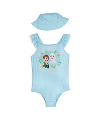 Frozen Toddler Girl's (2T-5T) Minnie Mouse One Piece Swimsuit and Bucket Hat Set