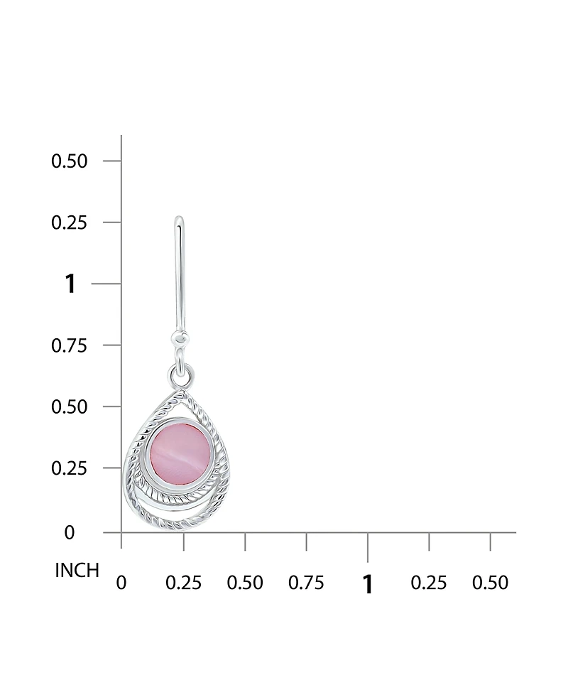 Macy's Pink Shell Inlay Fine Silver-Plated Teardrop Fishhook Drop Earrings