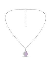 Macy's Pink Shell Inlay Fine Silver-Plated Teardrop Filagree Pendant Necklace