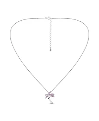 Macy's Pink Shell Inlay Fine Silver-Plated Palm Tree Slide Necklace