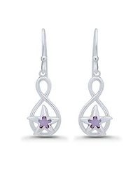 Macy's Pink Shell Inlay Fine Silver-Plated Starfish Fishhook Drop Earrings