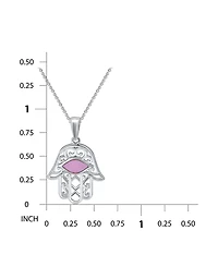 Macy's Pink Shell Inlay Fine Silver-Plated Hamsa Pendant Necklace