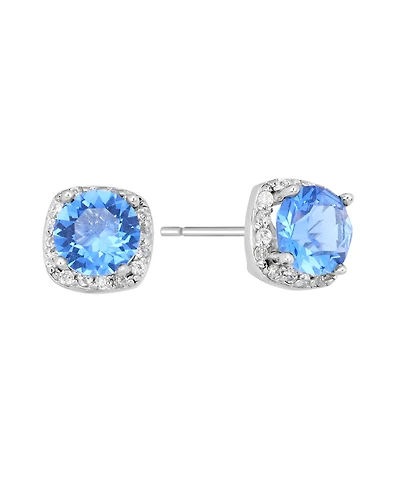 Macy's 6mm Round Crystal with Cubic Zirconia Halo Stud Earrings
