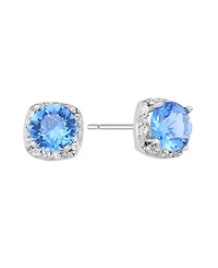 Macy's 6mm Round Crystal with Cubic Zirconia Halo Stud Earrings