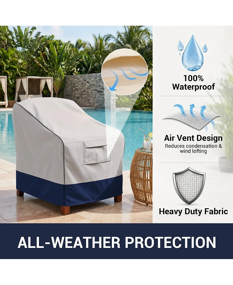 Homfan 2 Pack Heavy Duty Waterproof Outdoor Chair Covers – 600D Oxford Patio Furniture Covers, Fits 31"x35"x38" Chairs