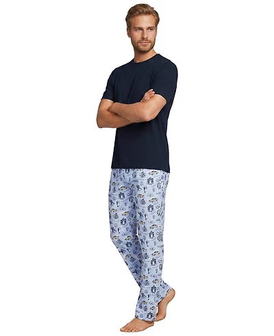 Lands' End Men's Short Sleeve Essential Knit Tee and Poplin Pant Set