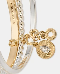 Anne Klein Pave Starburst, Smooth & Textured Bangle Bracelets, 3-Piece Set
