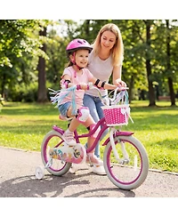 Slickblue Kids Bike with Basket and Streamers, Adjustable Riding Bicycle