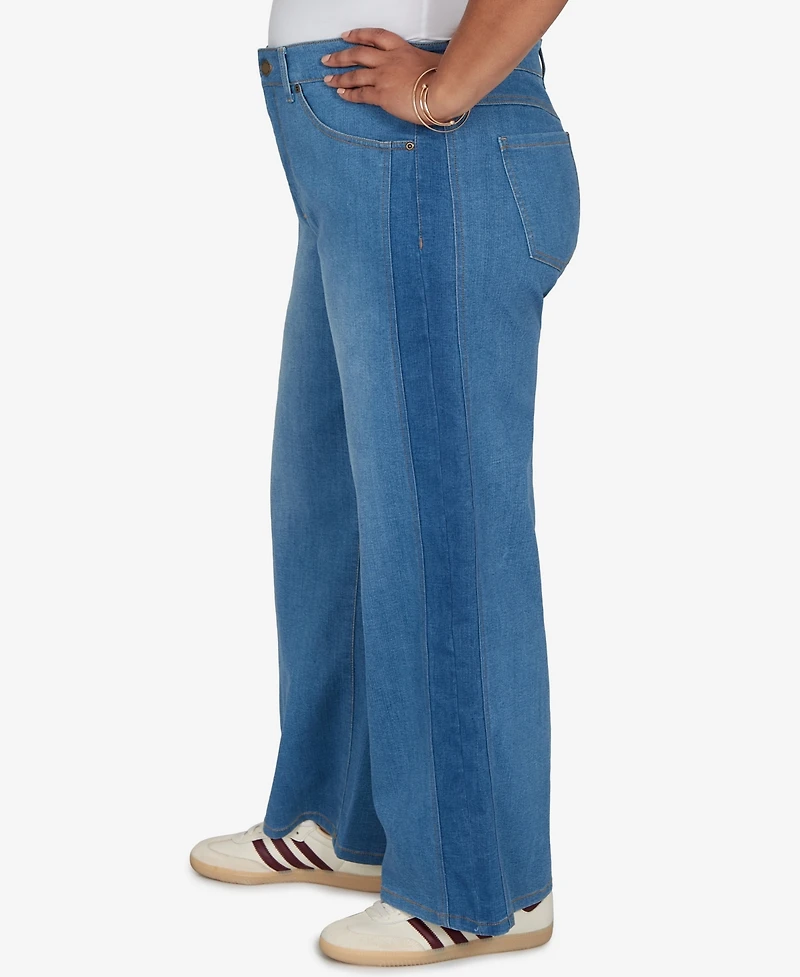 Ruby Rd. Plus Two-Tone Wide Leg Denim Jean
