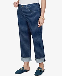 Ruby Rd. Plus Pinstripe Wide Cuff Denim Jean