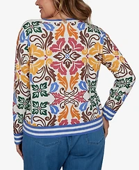 Ruby Rd. Plus Tipped Floral Lightweight Sweater