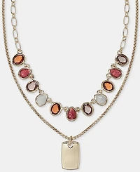 Anne Klein Stone & Dog Tag Layered Pendant Necklace, 16" + 3" extender