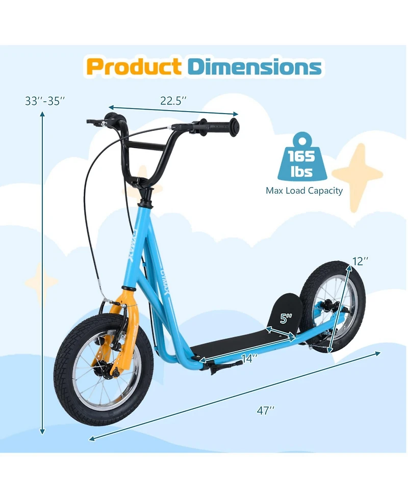 Slickblue Kids Kick Scooter with Air Tires and Adjustable Height