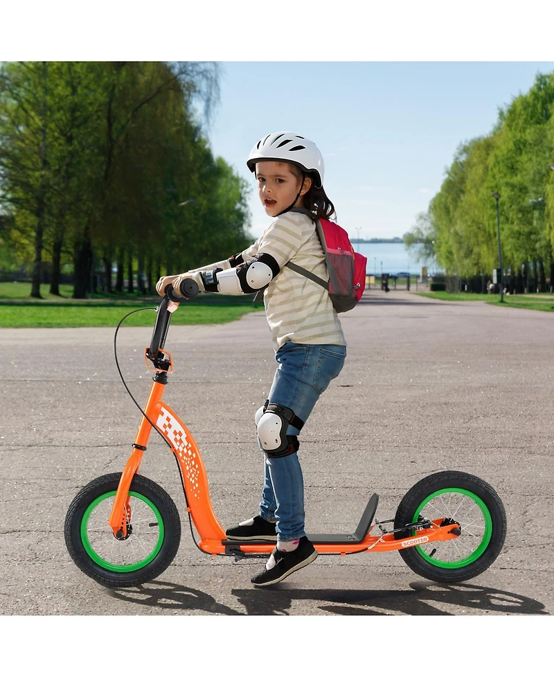 Slickblue Kids Scooter with Adjustable Height Handlebar and 12" Air Wheels, 165 lbs Capacity, Ages 8-12