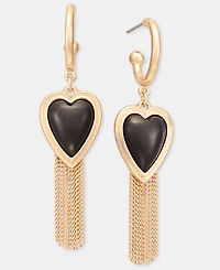I.n.c. International Concepts Heart & Chain Tassel Charm Hoop Earrings, Macy's Exclusive