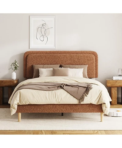 Streamdale Furniture Plush Upholstered Full Platform Bed with Adjustable Headboard