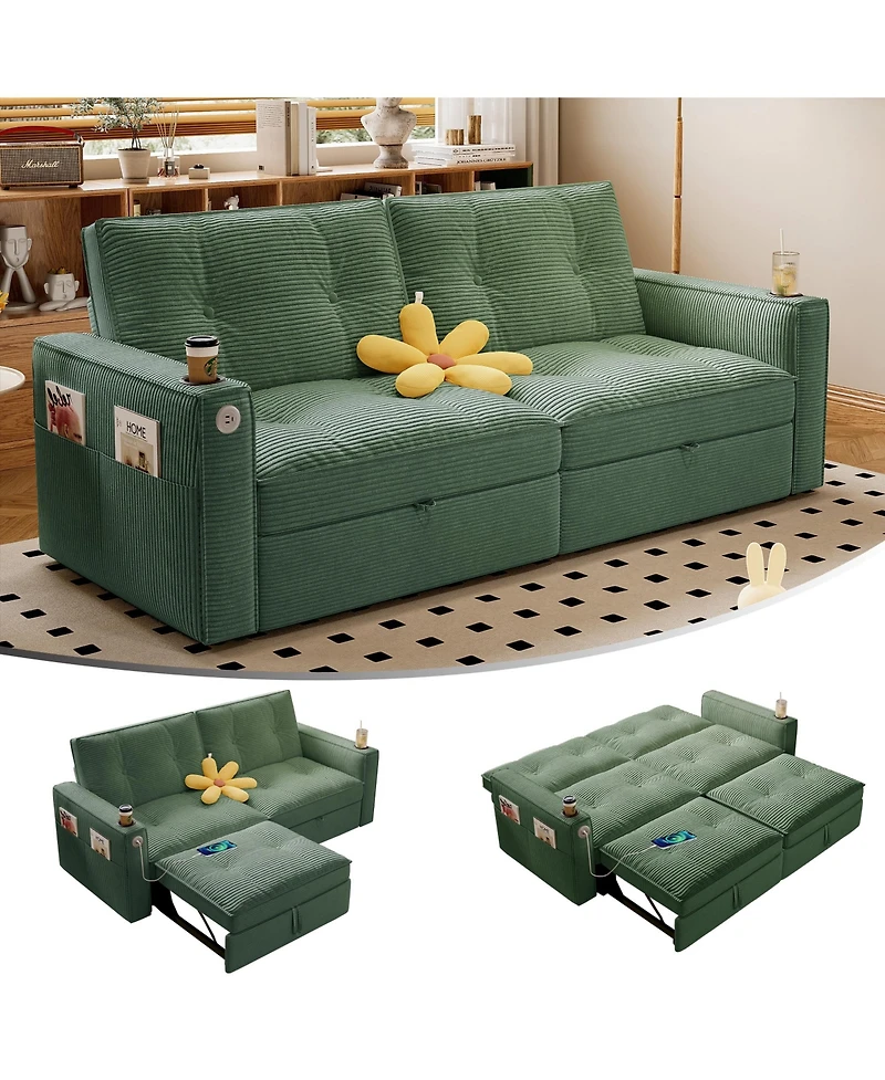 Clihome 2-in-1 Multi-Functional Sofa Bed,Made of Modern Corduroy Fabric,Suitable for Living Rooms,Bedrooms,Apartments and Small spaces