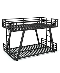 Streamdale Furniture Twin Xl over Twin Xl Metal Bunk Bed with Side Ladders