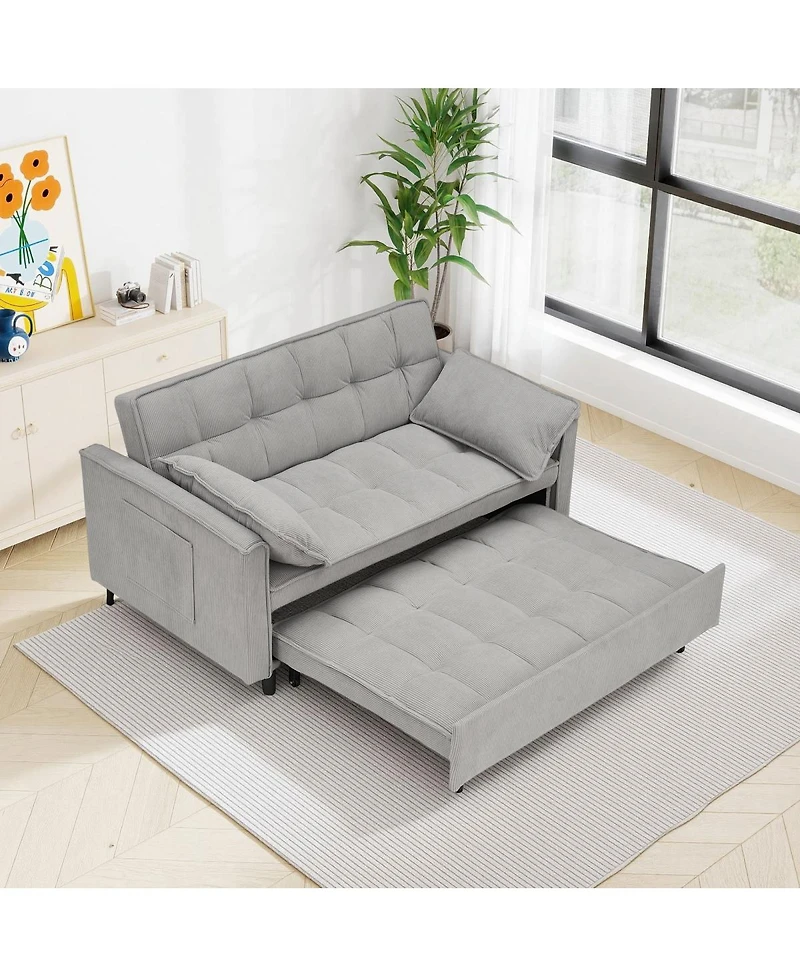 Streamdale Furniture Corduroy Modular Sleeper Sofa with Pull Out Bed