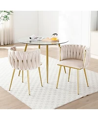 Streamdale Furniture Streamdale Modern Velvet Dining Chairs, Set of 2 with Golden Metal Legs
