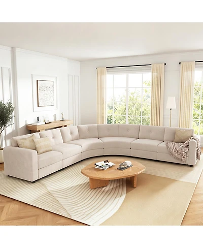 Streamdale Furniture 6-Piece Upholstered Curved Modular Sectional Sofa with Button