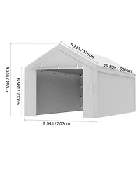 Yiortwo 10 x 20 Feet Carport Replacement Cover with Sidewalls, Waterproof Uv Canopy