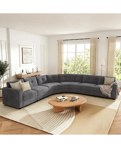Streamdale Furniture 6-Piece Upholstered Curved Modular Sectional Sofa with Button Tufted Back
