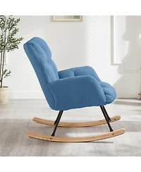 Streamdale Furniture Streamdale Tufted Teddy Fabric Rocking Chair with Metal Frame