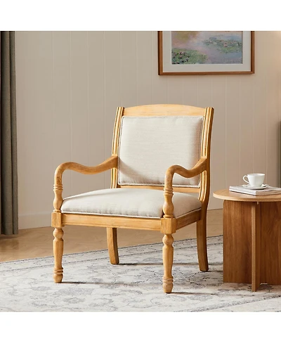 Streamdale Furniture Vintage Upholstered Accent Chair with Solid Wood Frame and Spindle Legs