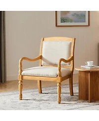 Streamdale Furniture Vintage Upholstered Accent Chair with Solid Wood Frame and Spindle Legs