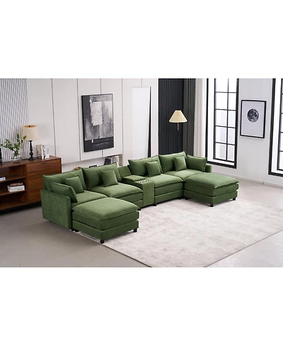 Streamdale Furniture Modular U-Shaped Cloud Sectional Sofa with Storage